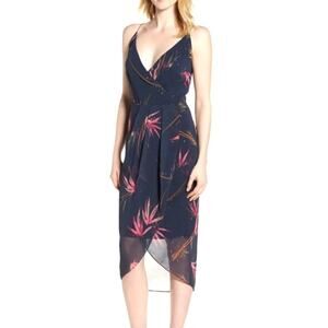 Chelsea 28 Floral Print Drape Sheath Dress Wedding Guest Women's Size 12 Navy